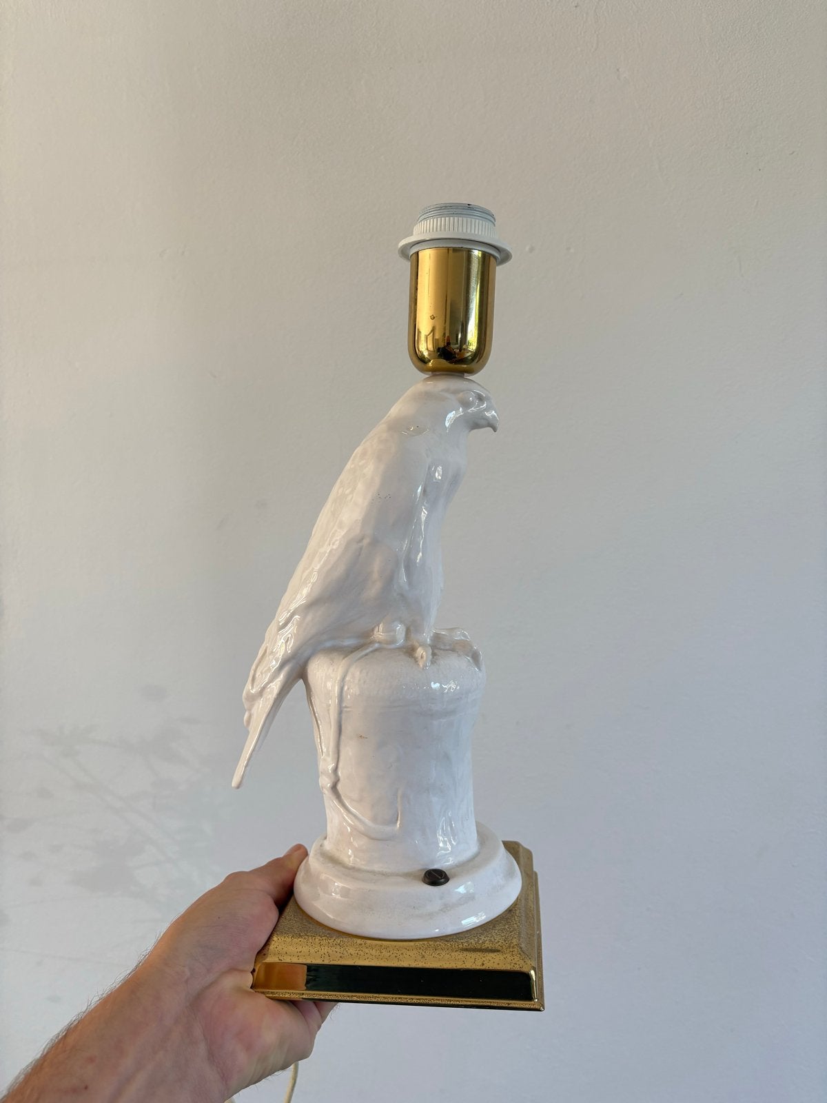 Vintage tafellamp met witte adelaar, Ophalen of Verzenden