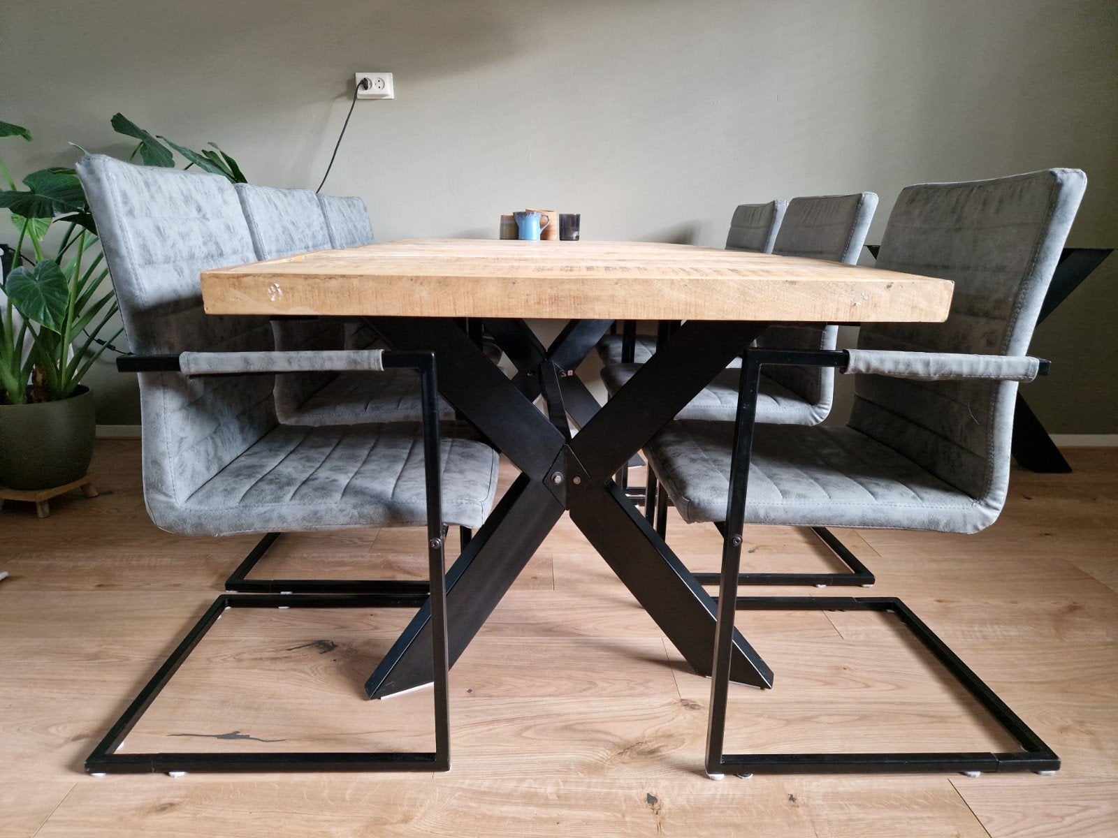 Eethoektafel mangohout, Huis en Inrichting, Tafels | Eettafels, Ophalen of Verzenden, Rechthoekig, 50 tot 100 cm