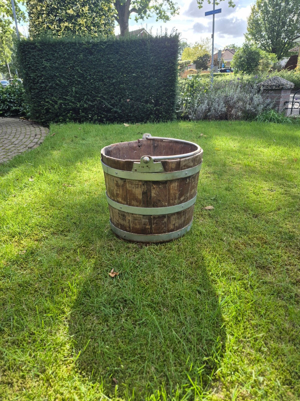 Antiek landelijk houten emmer, Minder dan 75 liter, Ophalen, Gebruikt, Hout