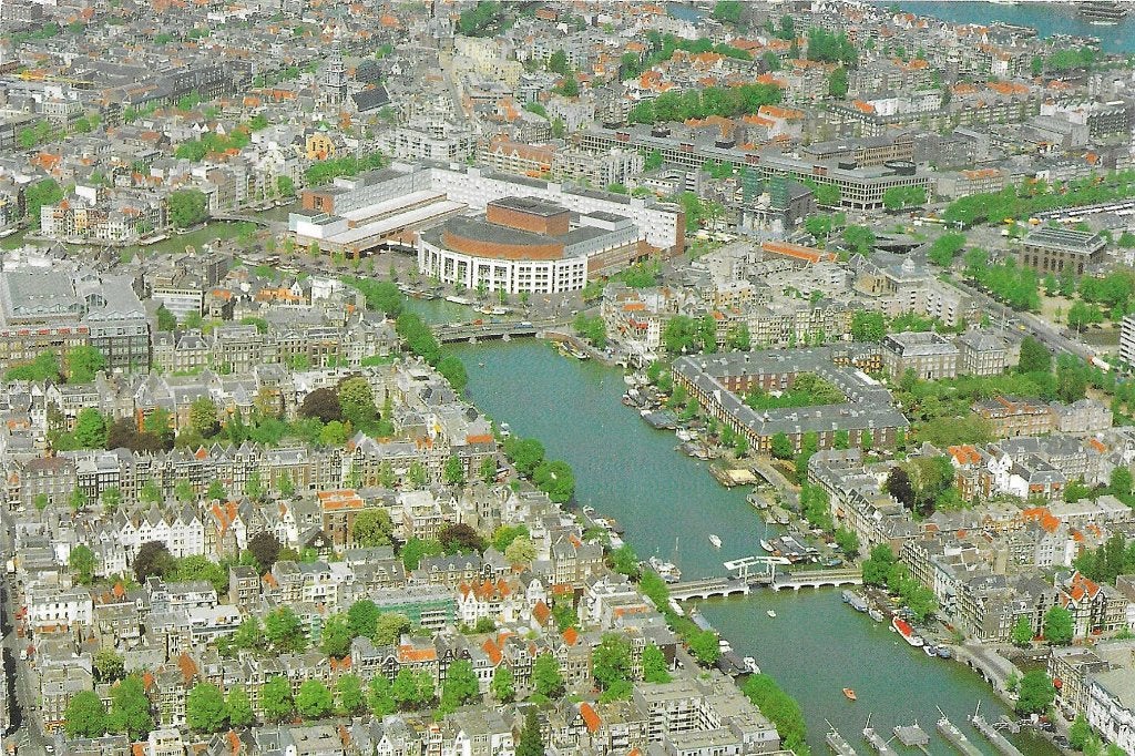 AK Amsterdam - Panorama met Amstel en Stopera, Verzenden, 1960 tot 1980, Ongelopen, Noord-Holland