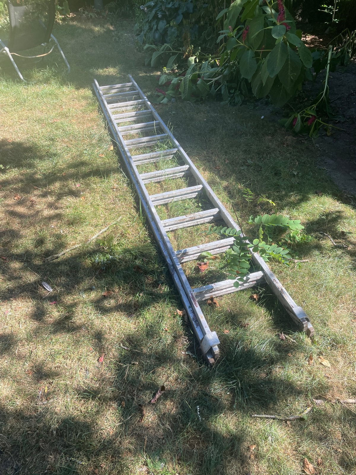 Aluminium Uitschuifbare Ladder - 12 Treden, 3.20m, Gebruikt, Ophalen of Verzenden, Ladder, Opvouwbaar of Inschuifbaar
