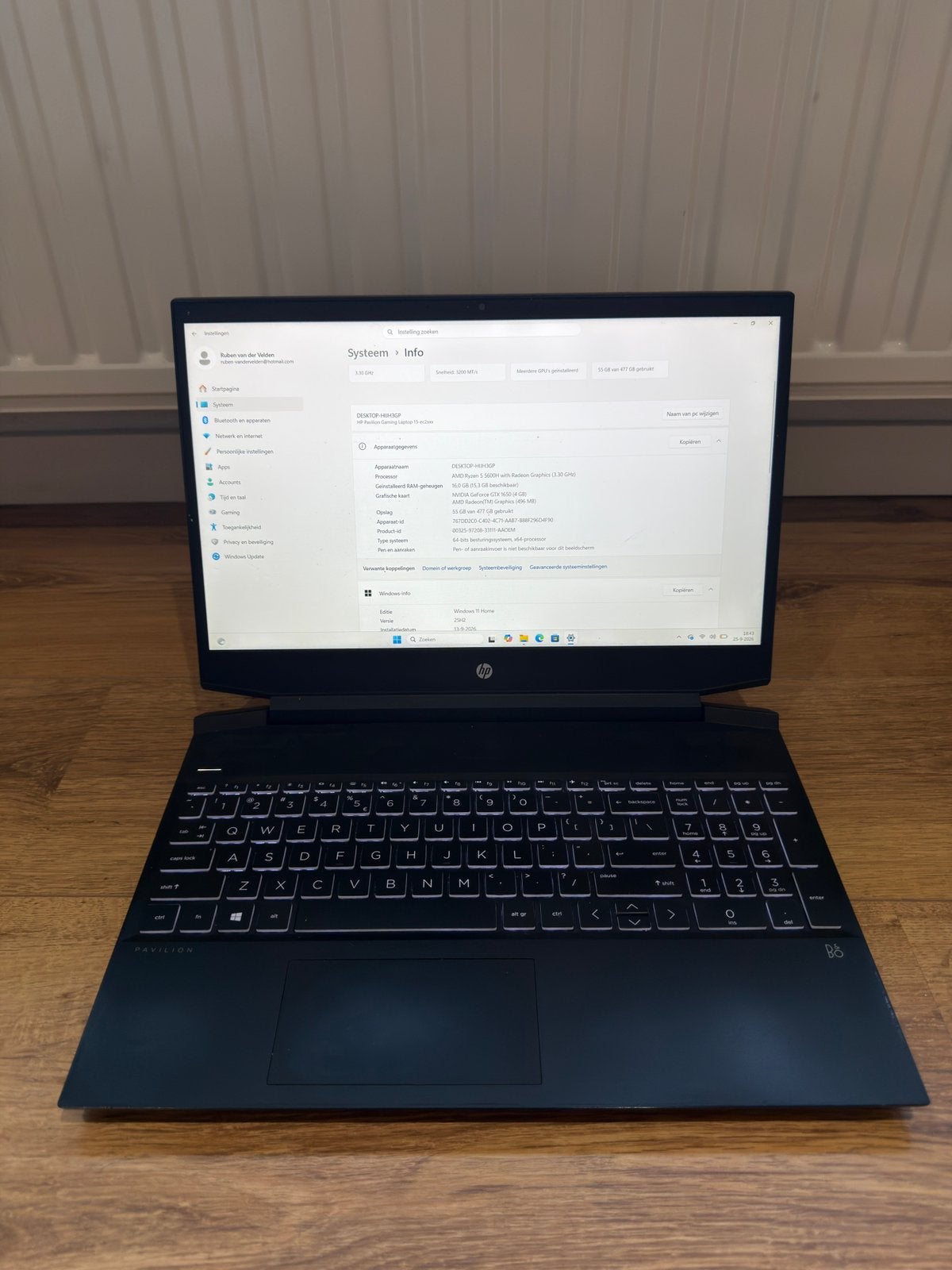 HP Pavilion Gaming 15 Ryzen 5 5600H / GTX 1650 / 16GB / 512G, Computers en Software, Met videokaart, 2 tot 3 Ghz, Ophalen of Verzenden