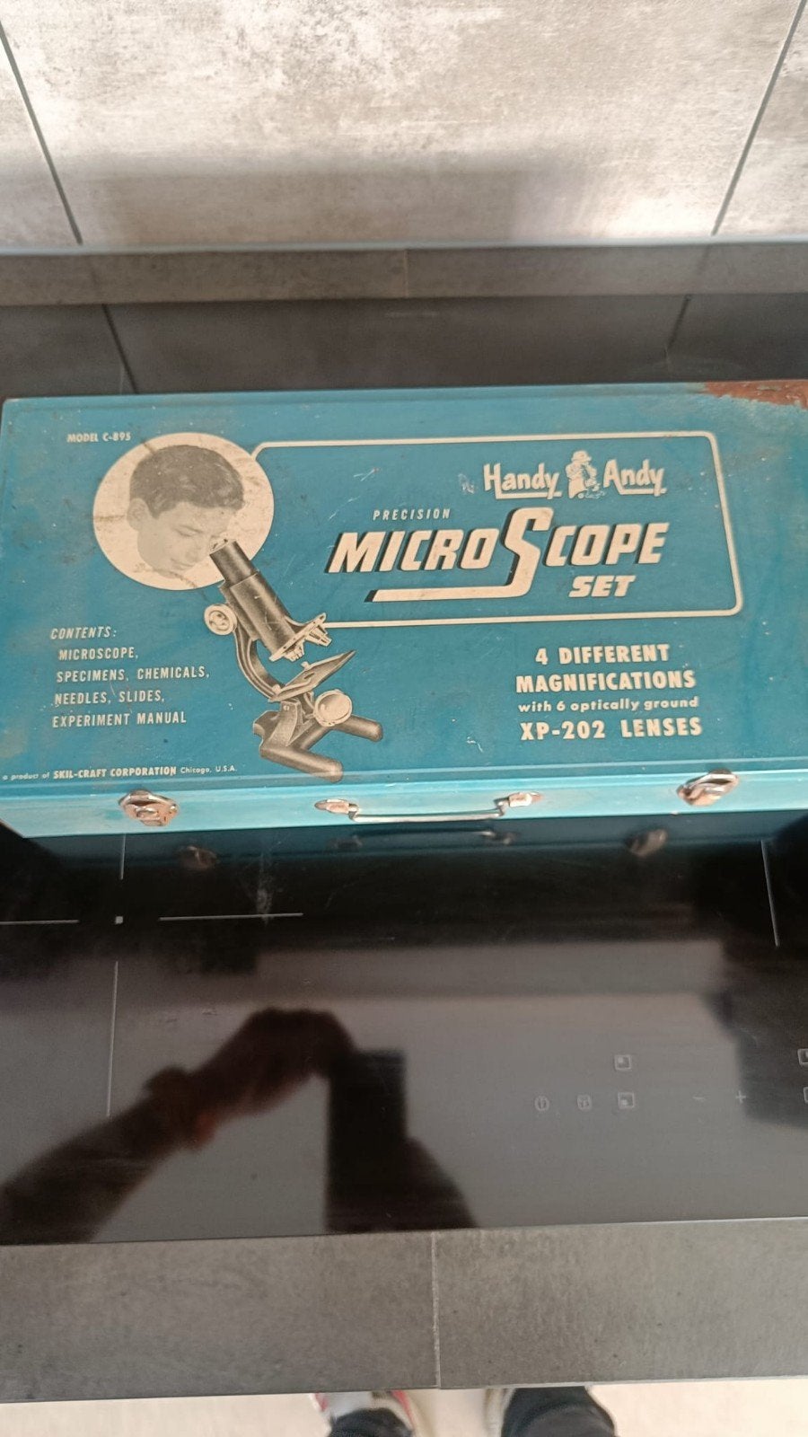 MICROSCOOPSET HANDY-ANDY VINTAGE COMPLEET IN ORGINELE KOFFER, Ophalen, Minder dan 400x
