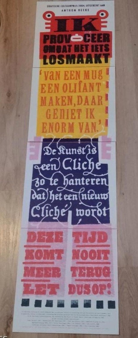 Anthon Beeke Grafische Cultuurprijs 2004 Poster, Rechthoekig Staand, Ophalen of Verzenden, Zo goed als nieuw, A1 t/m A3