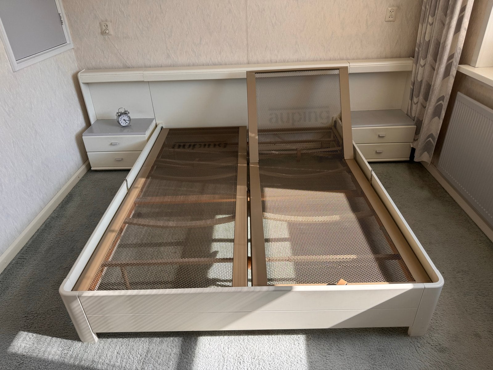Auping tweepersoonsbed met verstelbare spiraalbodems, Huis en Inrichting, Slaapkamer | Bedden, Ophalen, Bruin, Tweepersoons, 200 cm