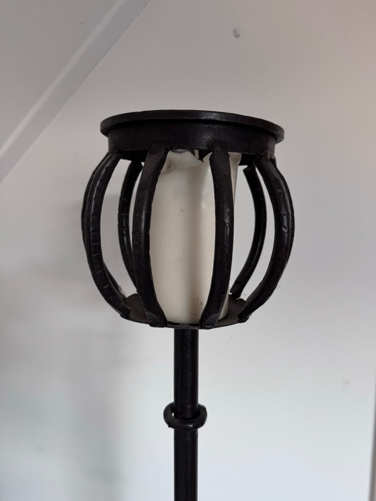 Zware metalen kaarsenhouder - 1.65m hoog, Huis en Inrichting, Ophalen, Gebruikt, Zwart, Metaal
