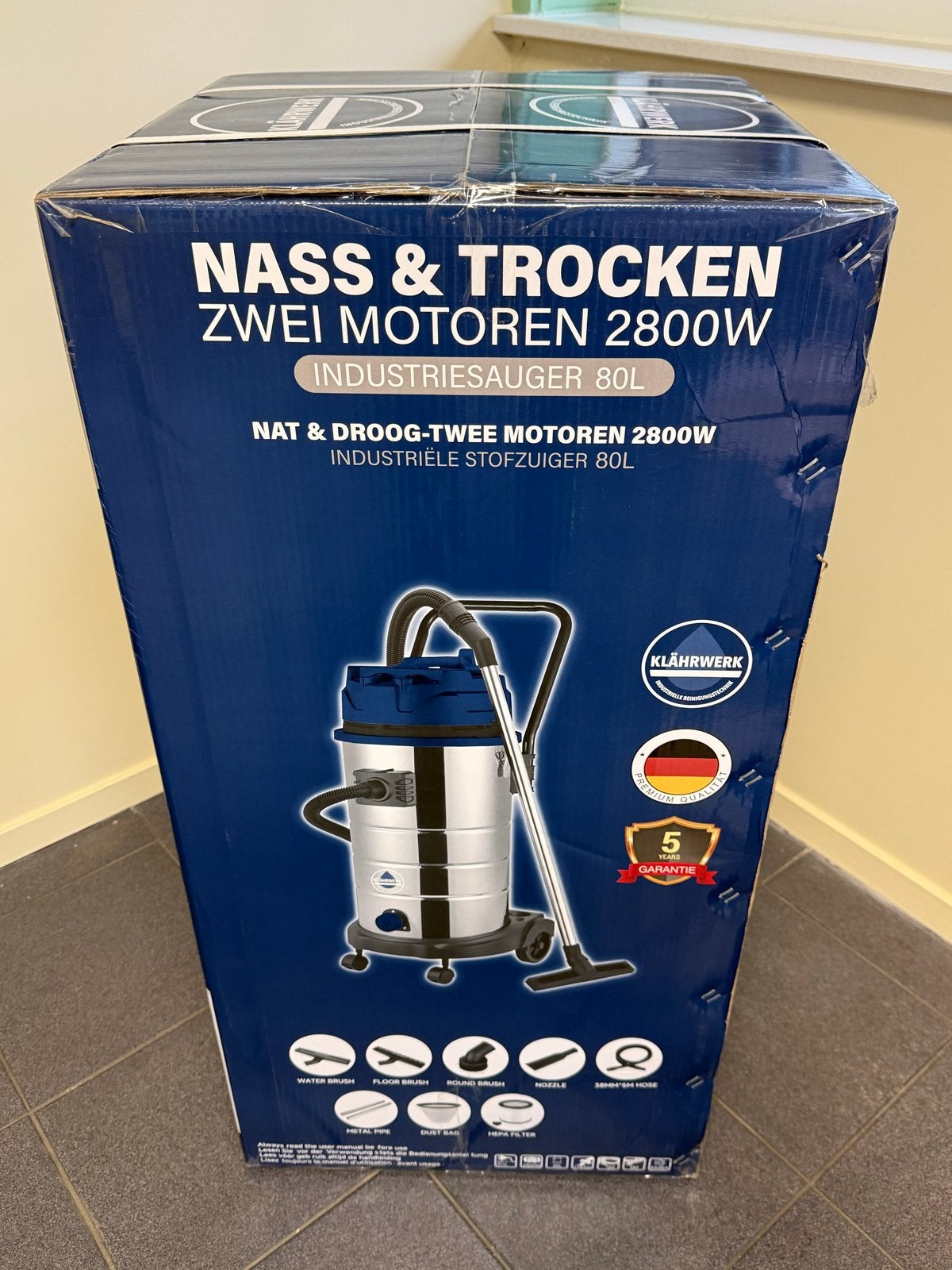 Klarwerk Industriële Stofzuiger 80L Nat & Droog 2800W, Nieuw, Ophalen of Verzenden, Industriële stofzuiger, 2000 watt of meer