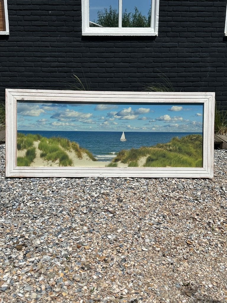 Foto van zeegezicht met zeilboot, Ophalen, Oorspronkelijke maker, 125 cm of meer, Zo goed als nieuw