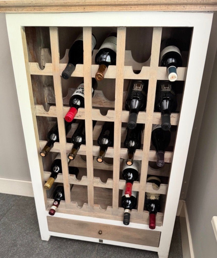 Rivièra Maison Driftwood Wine Cabinet - wijnkast 25 flessen, Ophalen, Zo goed als nieuw, Hout, 25 flessen of meer