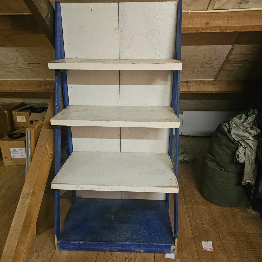 3 stuks Houten stellingkast met blauw frame gratis, Ophalen, Gebruikt