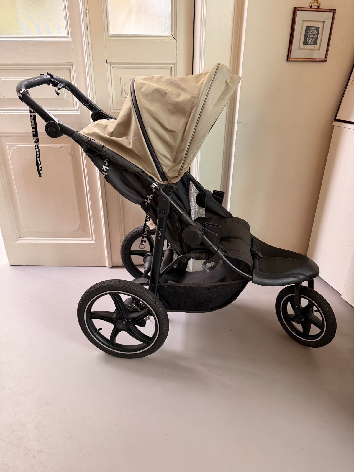 Hauck kinderwagen - Beige/Zwart, Gebruikt, Luchtbanden, Ophalen of Verzenden, Kinderwagen