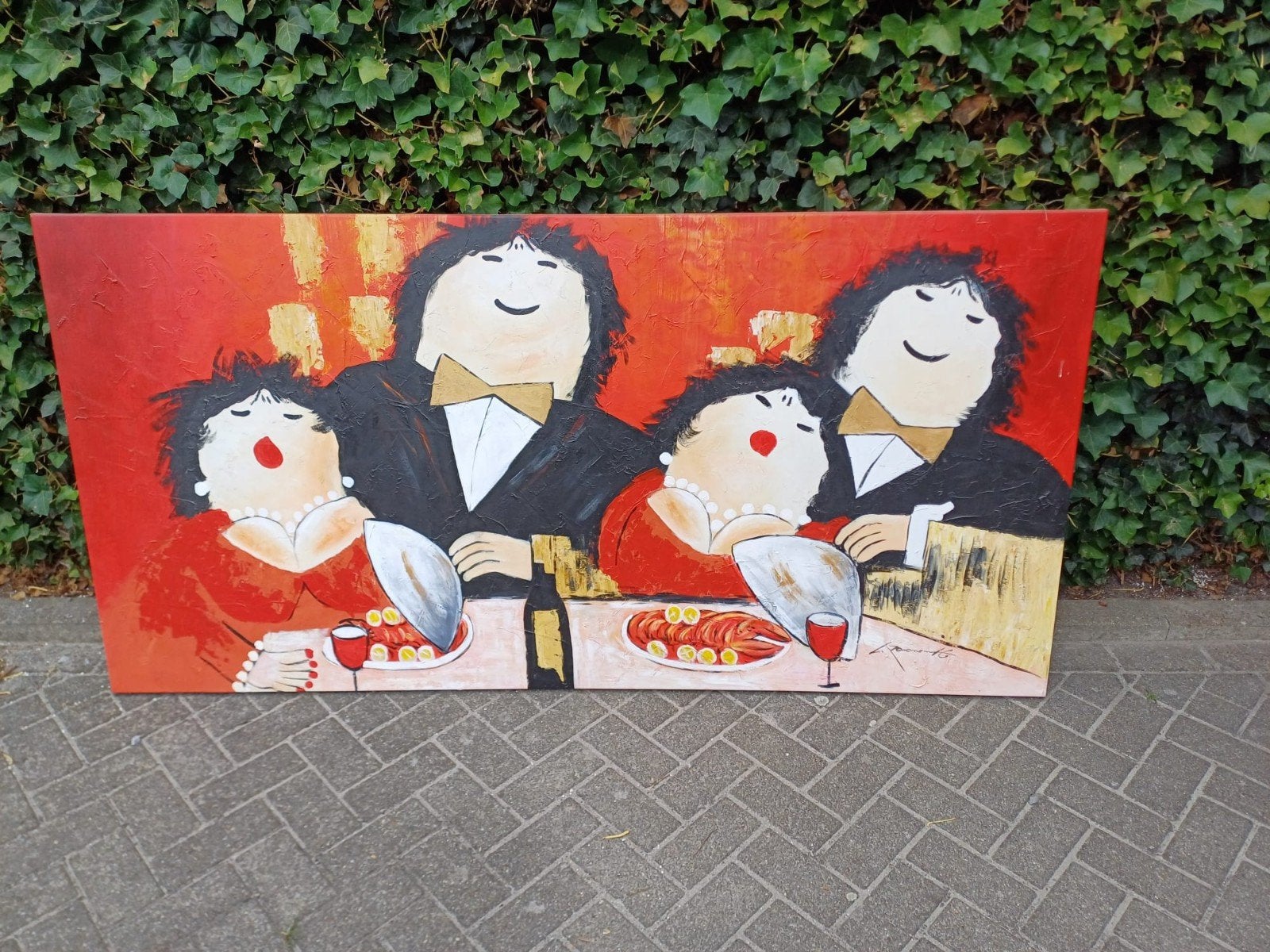 dikke dames heel groot schilderij, Ophalen, Zo goed als nieuw, 125 cm of meer, Schilderij