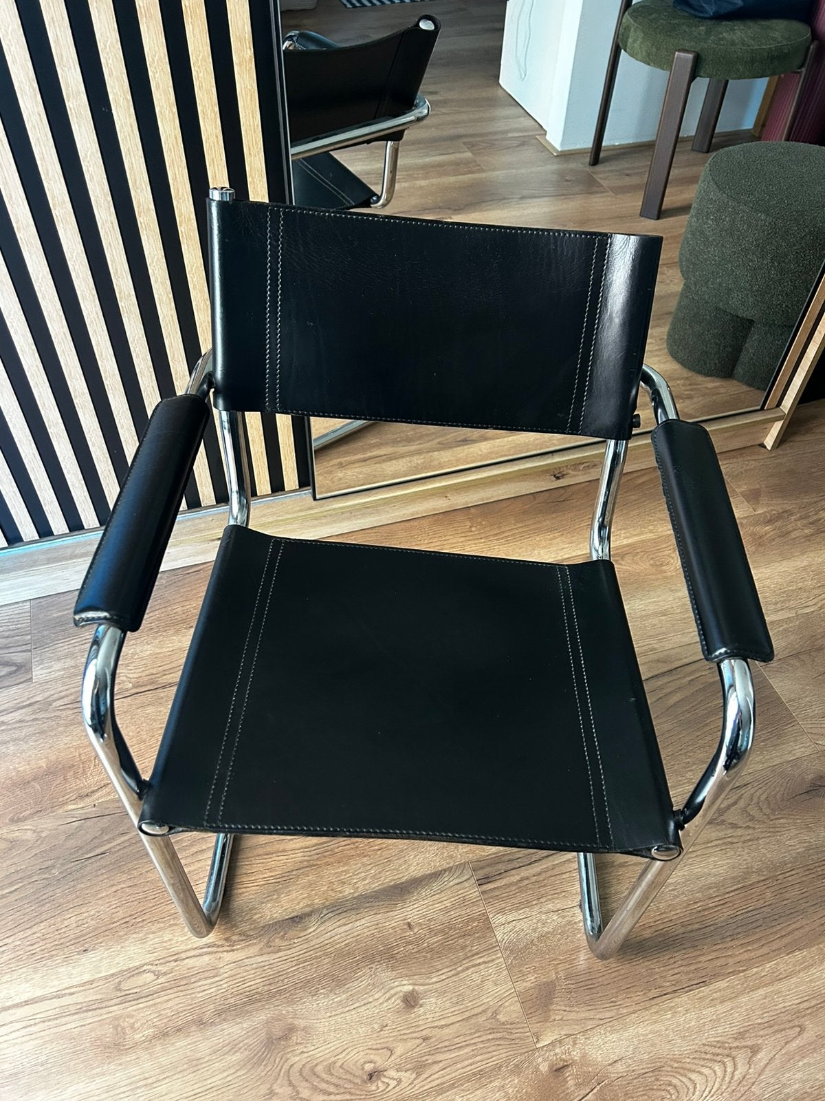 Matteo Grassi MG5 Bauhaus Leather Chair – Needs Repair, Ophalen, Zo goed als nieuw, Zwart, Eén