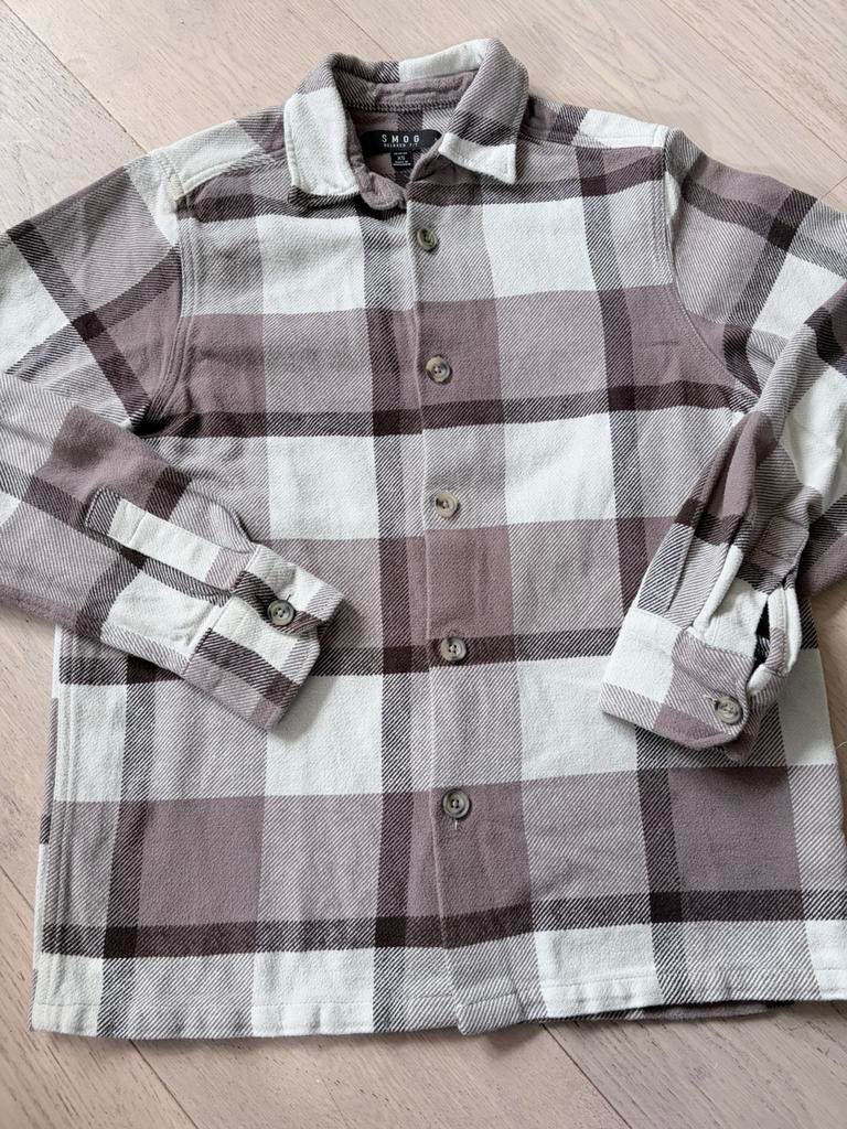 Overhend / shirt mt XS /176 bruin /ecru geruit, Ophalen of Verzenden, Zo goed als nieuw, Bruin, Halswijdte 38 (S) of kleiner
