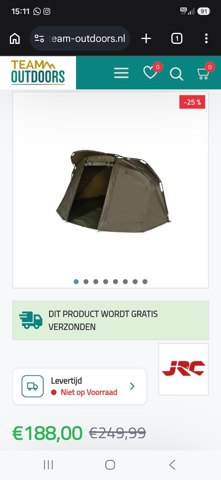 JRC Defender peak 2 man 90euro!, Watersport en Boten, Ophalen of Verzenden, Zo goed als nieuw, Overige typen
