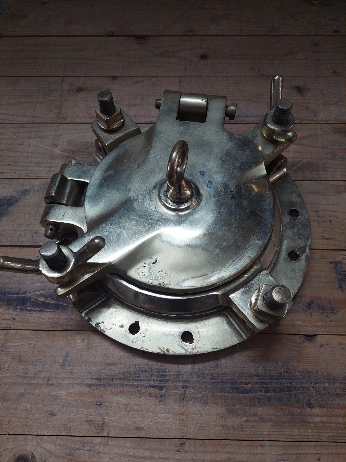 Messing Patrijspoort met Blindklep - 28 cm, 10 kg, Ophalen