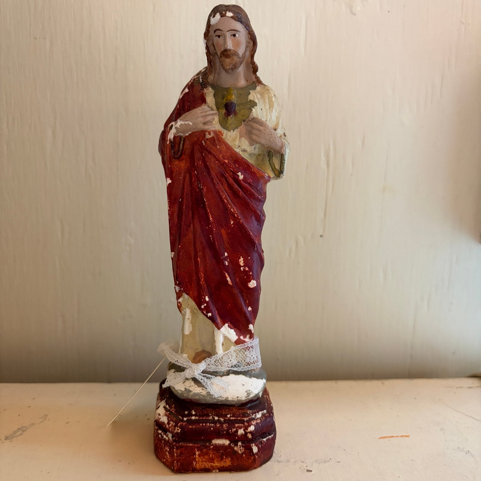 Oud Heilig Hart Jezus beeld - Religieus Antiek Brocante, Ophalen of Verzenden