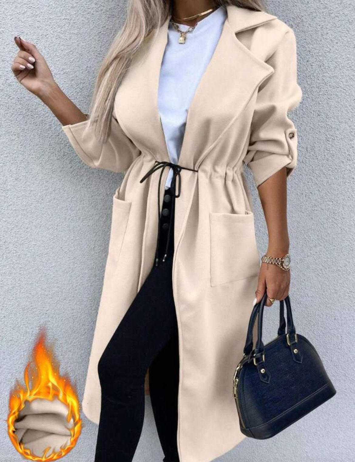 Nieuwe SHEIN Lange Jas Maat S - Beige Trenchcoat, Ophalen of Verzenden, Nieuw, Maat 36 (S), Beige