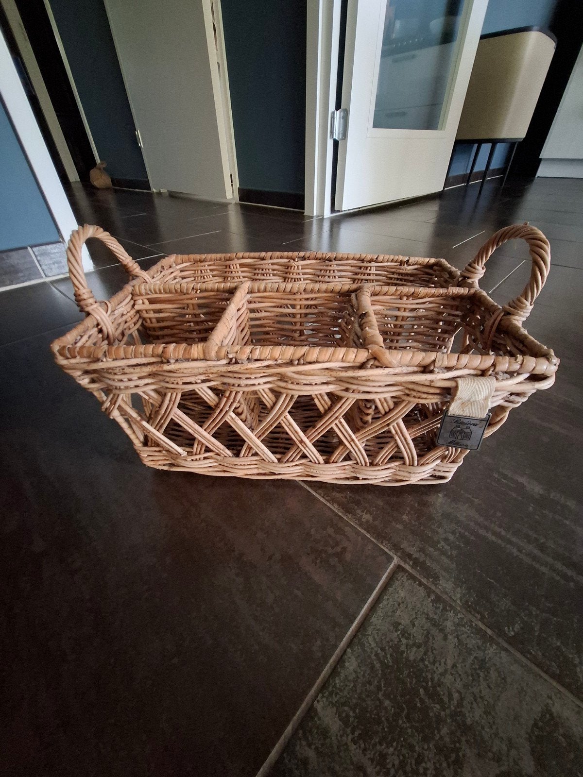 Riviera maison mand met vakken - perfect voor bestek o, Gebruikt, Ophalen of Verzenden, Landelijk, Natuurlijk materiaal