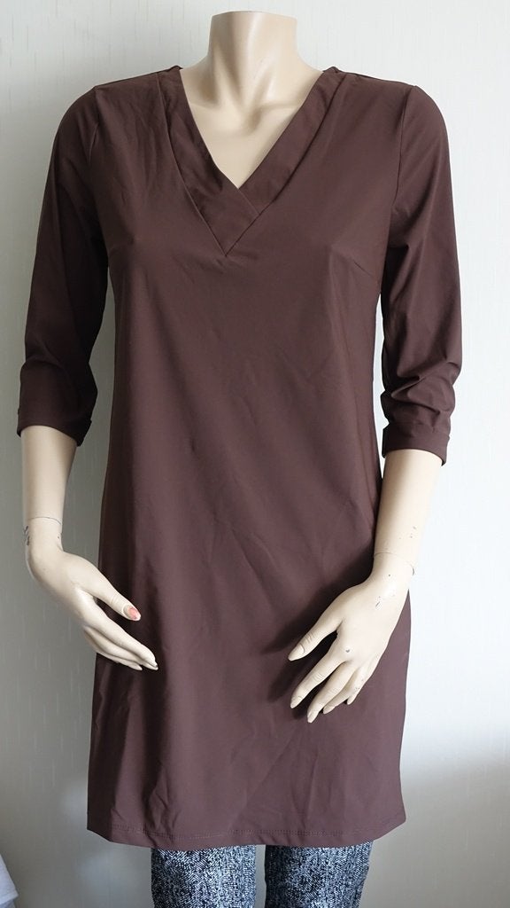 nieuwe bruine travel tuniek, Kleding | Dames, Blouses en Tunieken, Bruin, Verzenden, Nieuw, Maat 36 (S)