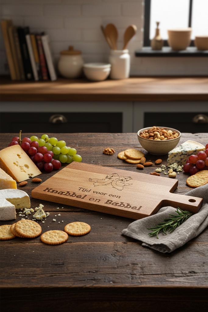 Knabbel en Babbel serveerplank - Tijd voor een borrel, Hout, Snij-/serveerplank, Nieuw, Ophalen of Verzenden