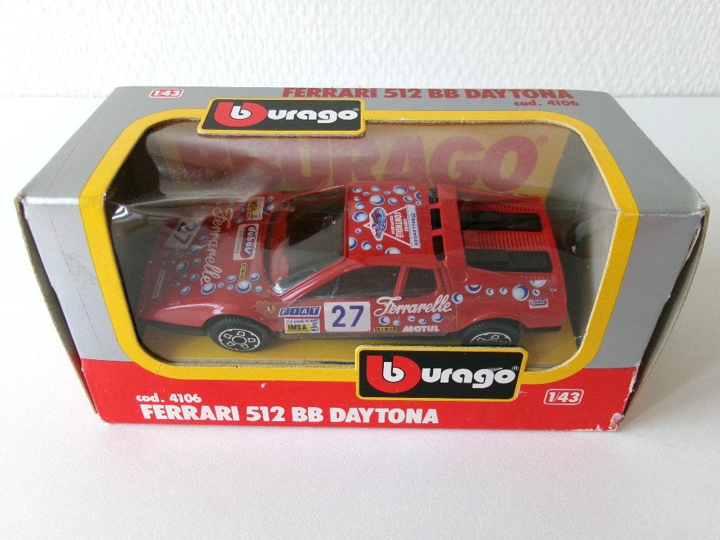 Ferrari 512 BB Daytona rood 1:43 Bburago, Hobby en Vrije tijd, Modelauto's | 1:43, Ophalen of Verzenden, Zo goed als nieuw, Auto