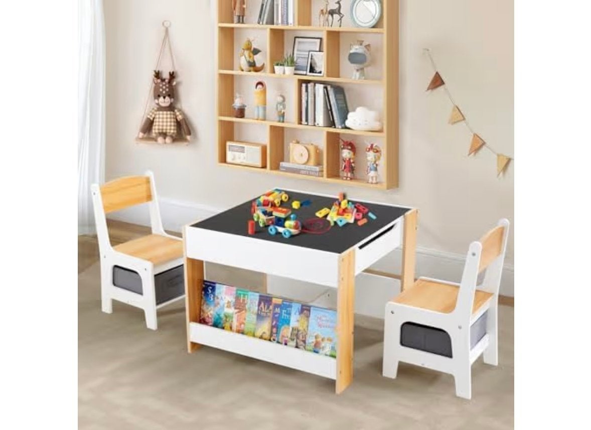 Kindertafel omkeerbaar met 2 stoelen, Kinderen en Baby's, Kinderkamer | Tafels en Stoelen, Ophalen, Nieuw, Tafel(s) en Stoel(en)