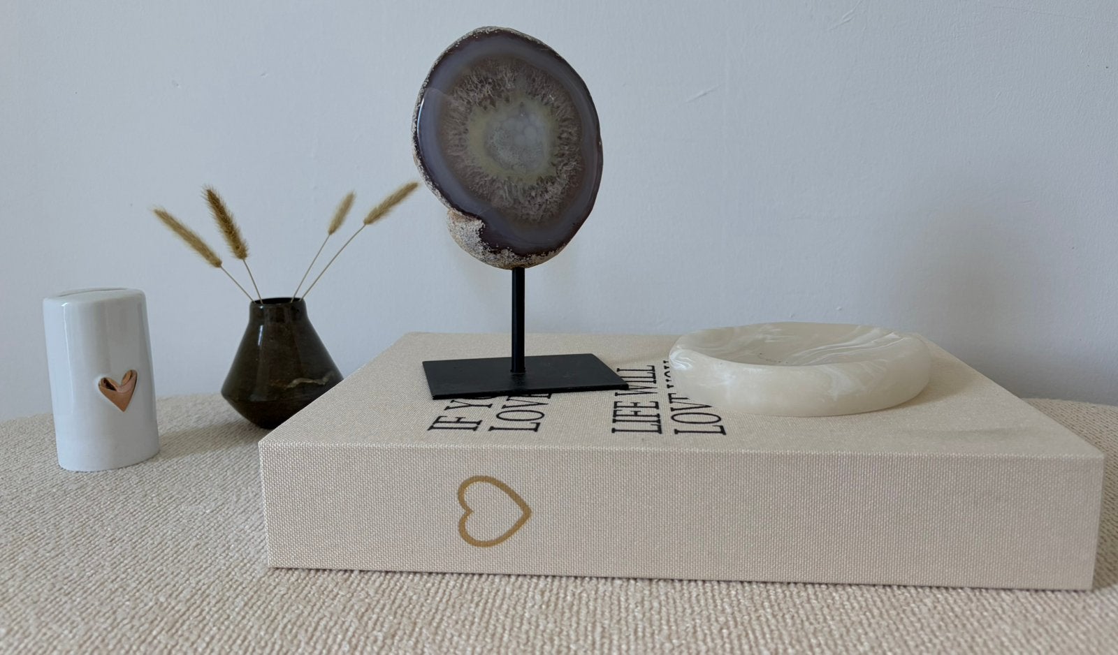 Agaat geode op standaard, Sieraden, Tassen en Uiterlijk, Edelstenen, Ophalen of Verzenden, Zo goed als nieuw