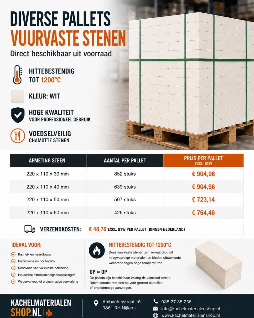 VUURVASTE STENEN PALLETS!, Overige typen, Nieuw, Ophalen of Verzenden, Ambachtsstraat 16