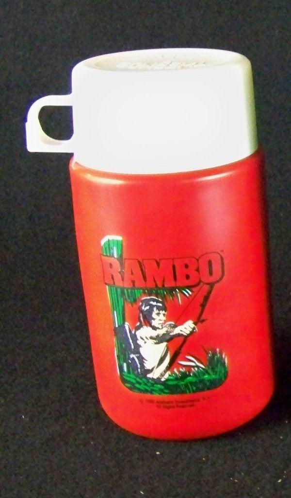 RAMBO THERMOS Beker Official Vintage Movie Produkt 1985, Verzamelen, Verzenden, Zo goed als nieuw, Film, Gebruiksvoorwerp