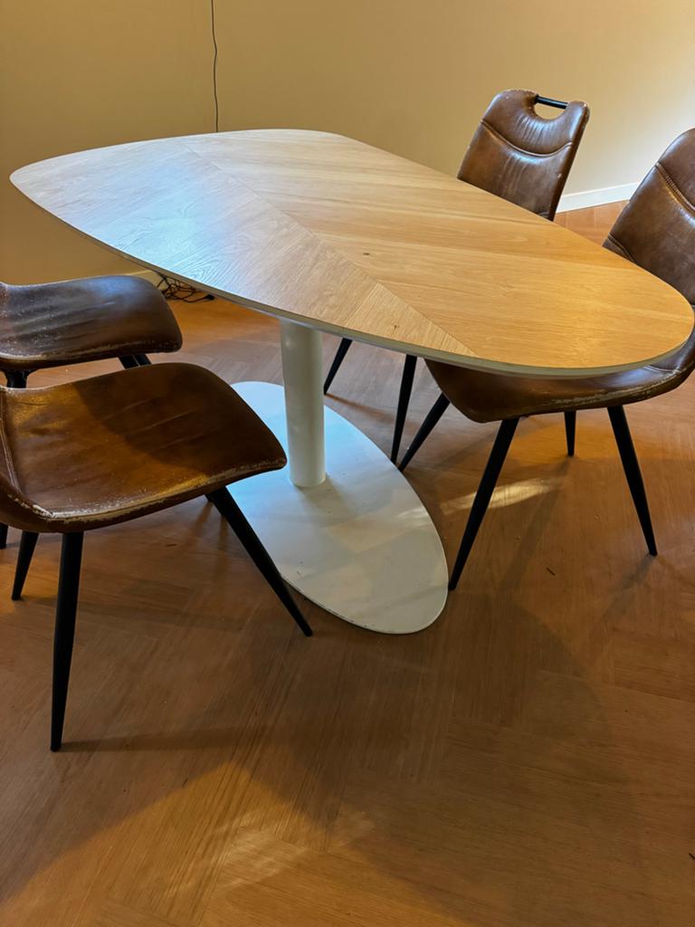 Organische Pebble visgraat tafel met Ossy onderstel, Ophalen, Modern zweedse stijl, Gebruikt, 50 tot 100 cm