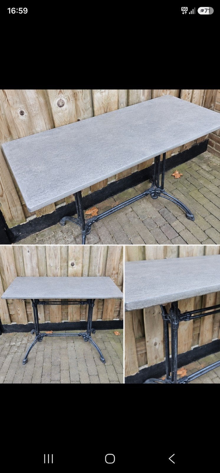 Leistenen tuin wandtafel, Ophalen, Gebruikt, Rechthoekig, Metaal