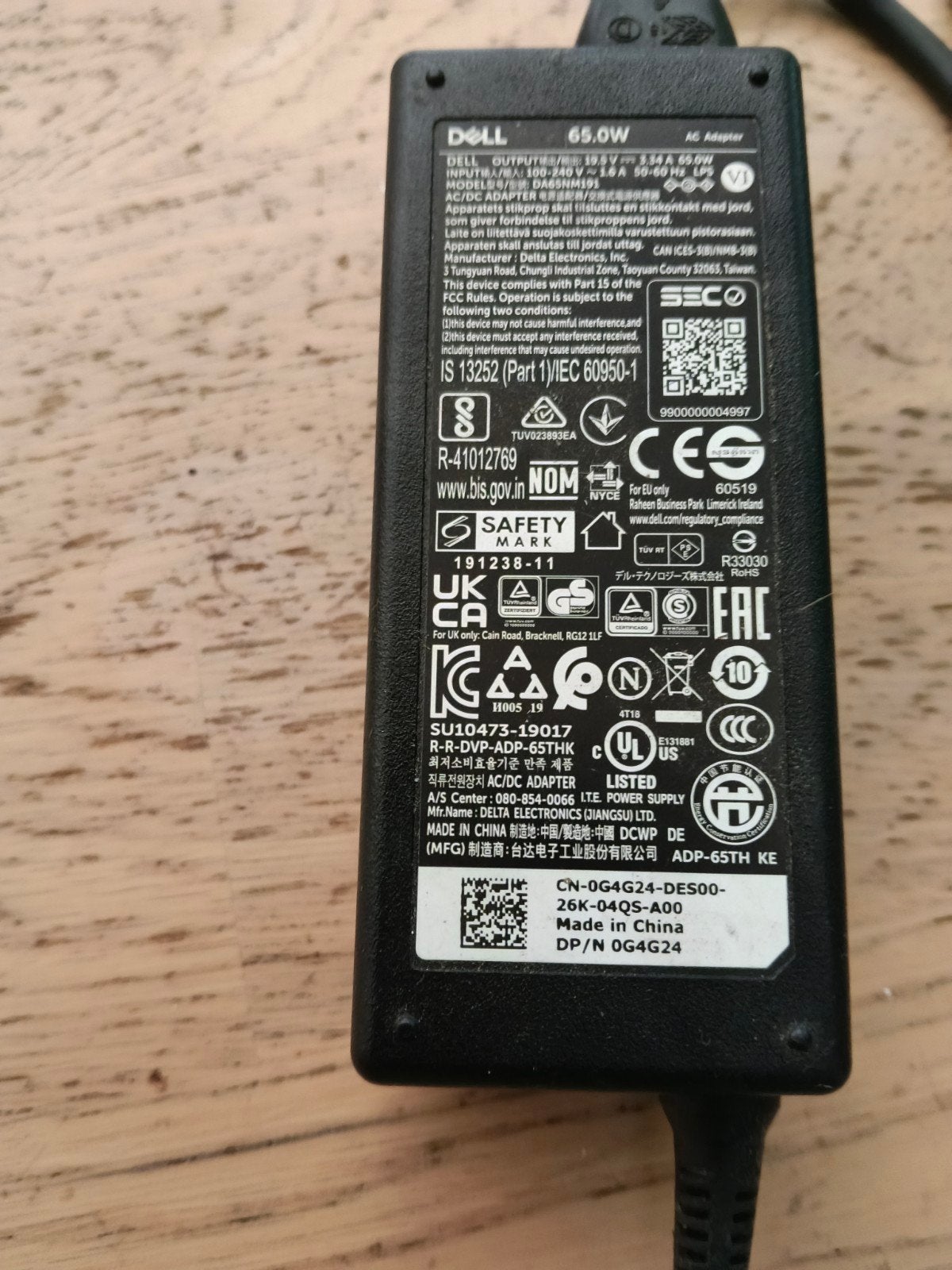 Dell 65W AC Adapter Oplader - Origineel, Computers en Software, Laptop-opladers, Ophalen of Verzenden, Gebruikt, Dell