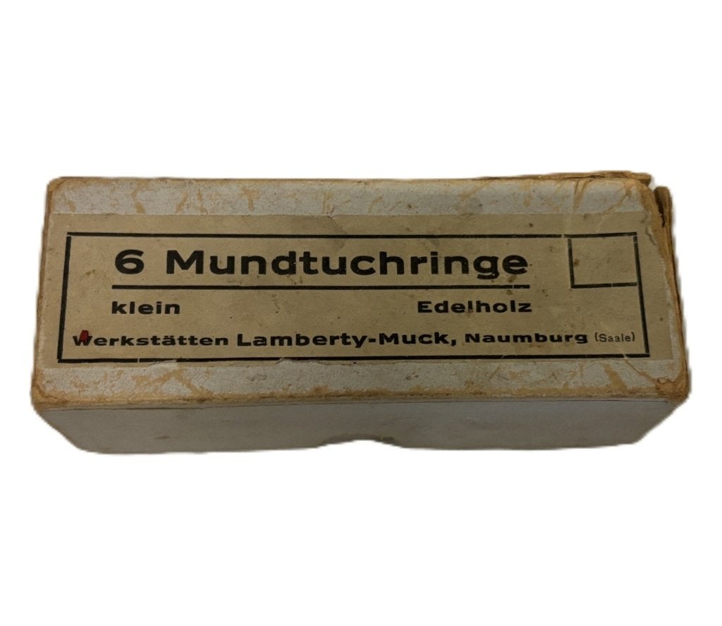 6 houten servetringen in doos, Lamberty-Muck Naumburg, Gebruikt, Niet bekend (tweedehands product), Overige typen, Vintage