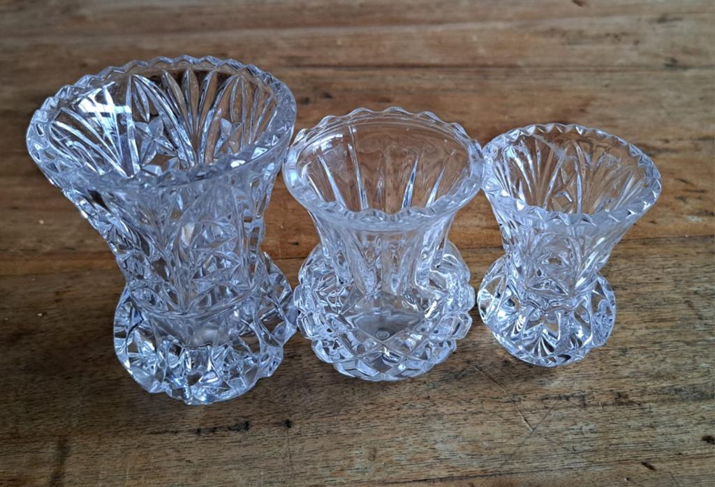 3 kristallen vaasjes, Antiek en Kunst, Ophalen of Verzenden