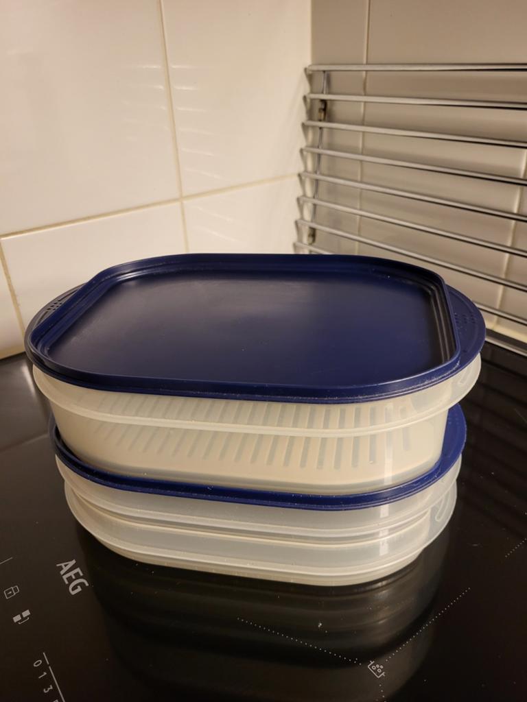 Tupperware vleeswarendoos en (kaas)bewaardoos, Ophalen of Verzenden, Zo goed als nieuw, Blauw, Overige typen