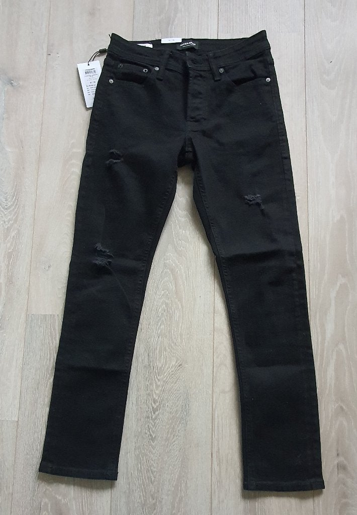 Jack & Jones zwarte ripped jeans Slim/Glenn mt 29/30, Zwart, Overige jeansmaten, Nieuw, Ophalen of Verzenden