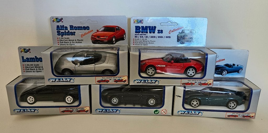 Welly 1:36/1:38 collection 5 stuks jaren '90 in orig. doos, Ophalen of Verzenden, Nieuw, Auto, Overige merken