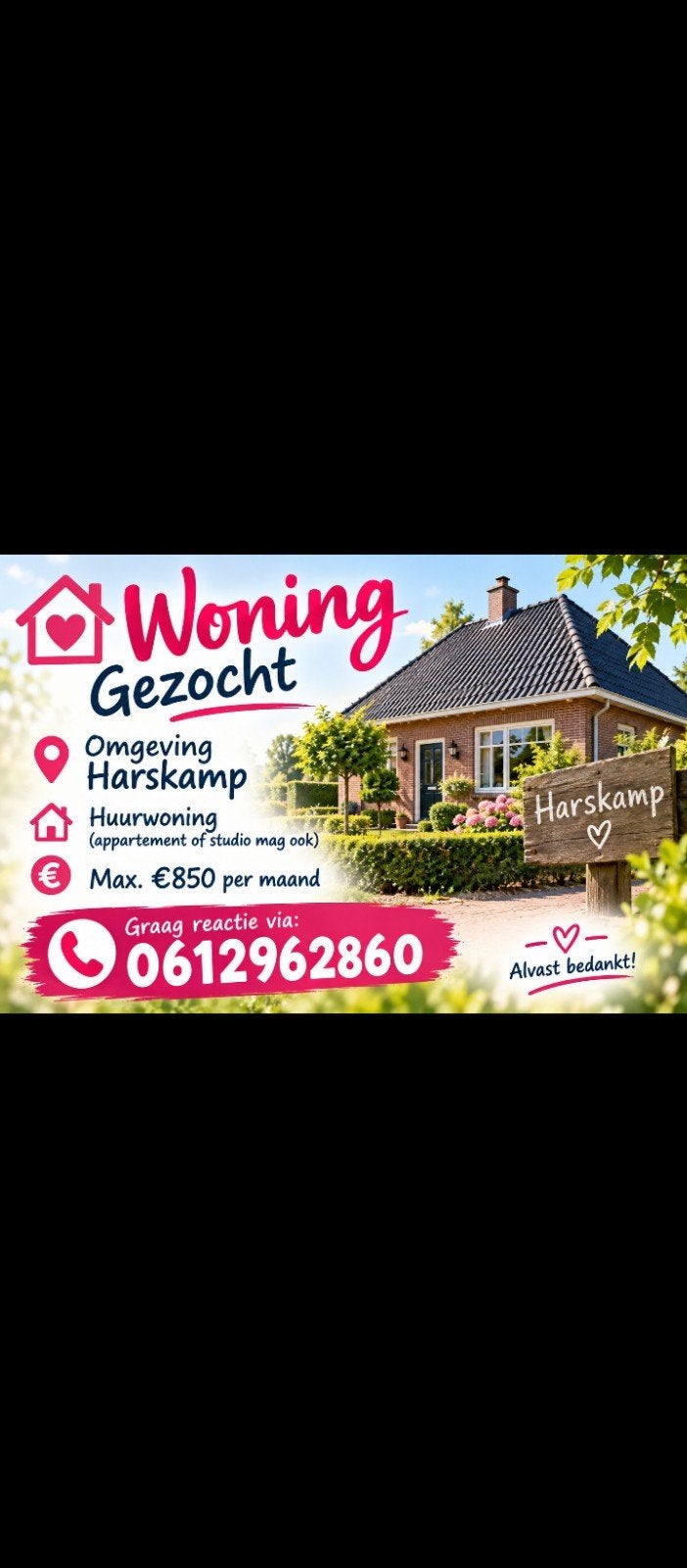 Woonruimte te huur gevraagd in omgeving Harskamp max €850.-, Overige regio's