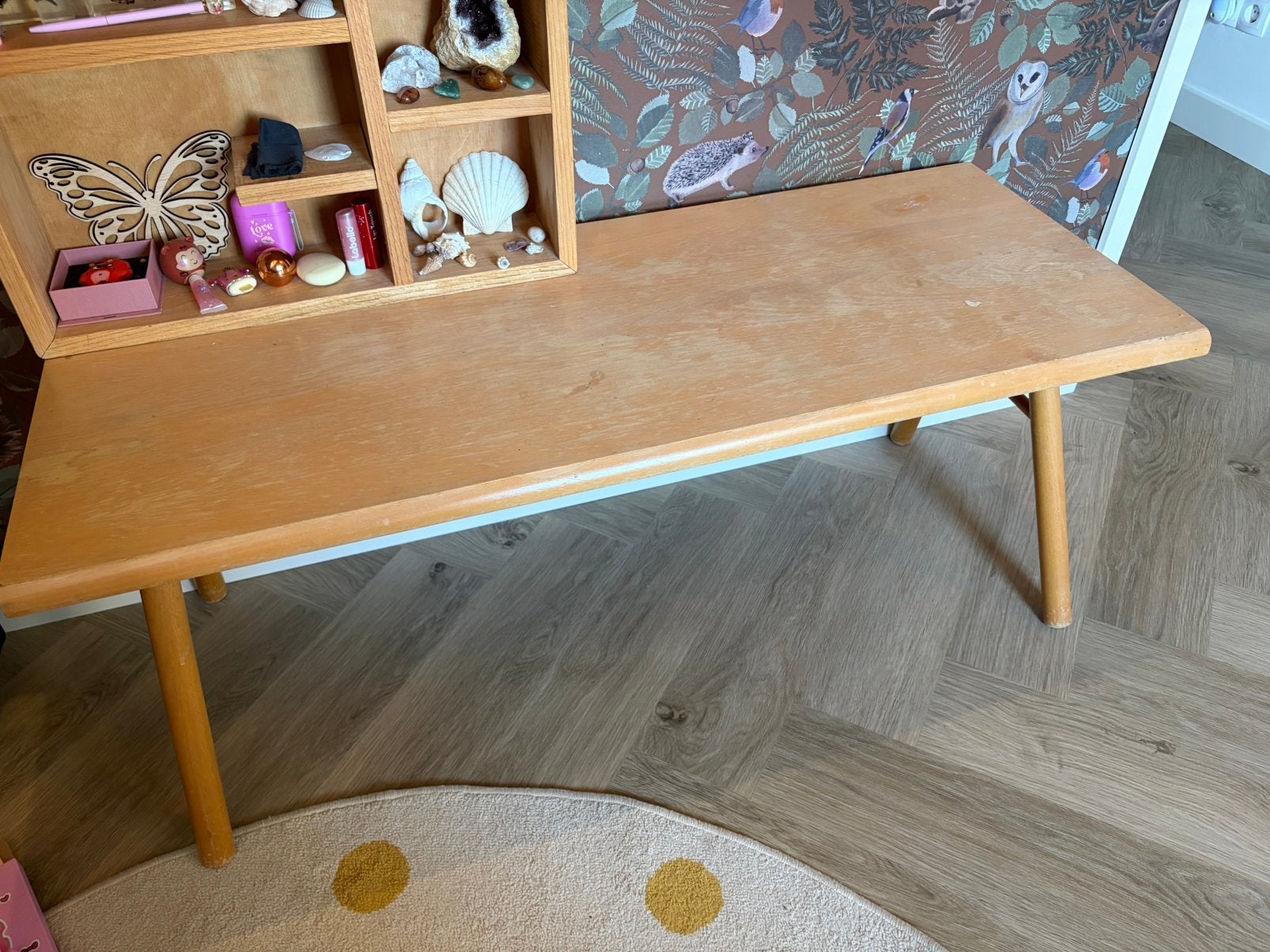 Vintage kinderbureau met 2 stoelen, Kinderen en Baby's, Ophalen of Verzenden, Gebruikt, Tafel(s) en Stoel(en)