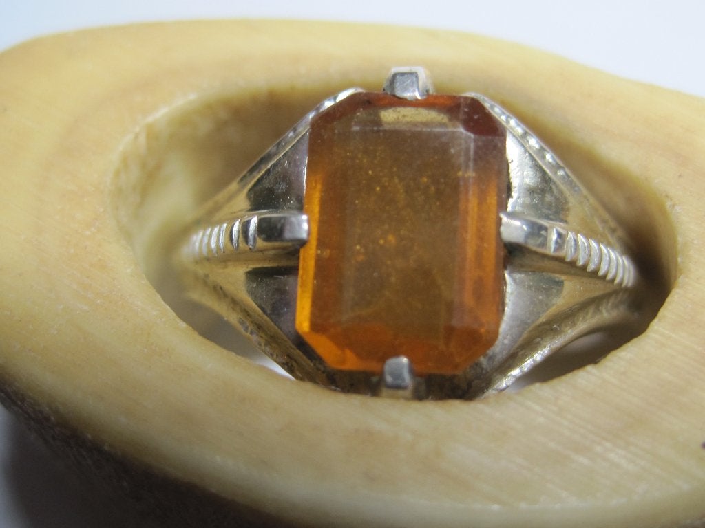 Natuurlijke granaat klauw design zilver vintage ring, Sieraden, Tassen en Uiterlijk, Ophalen, 20 of groter, Oranje, Zo goed als nieuw