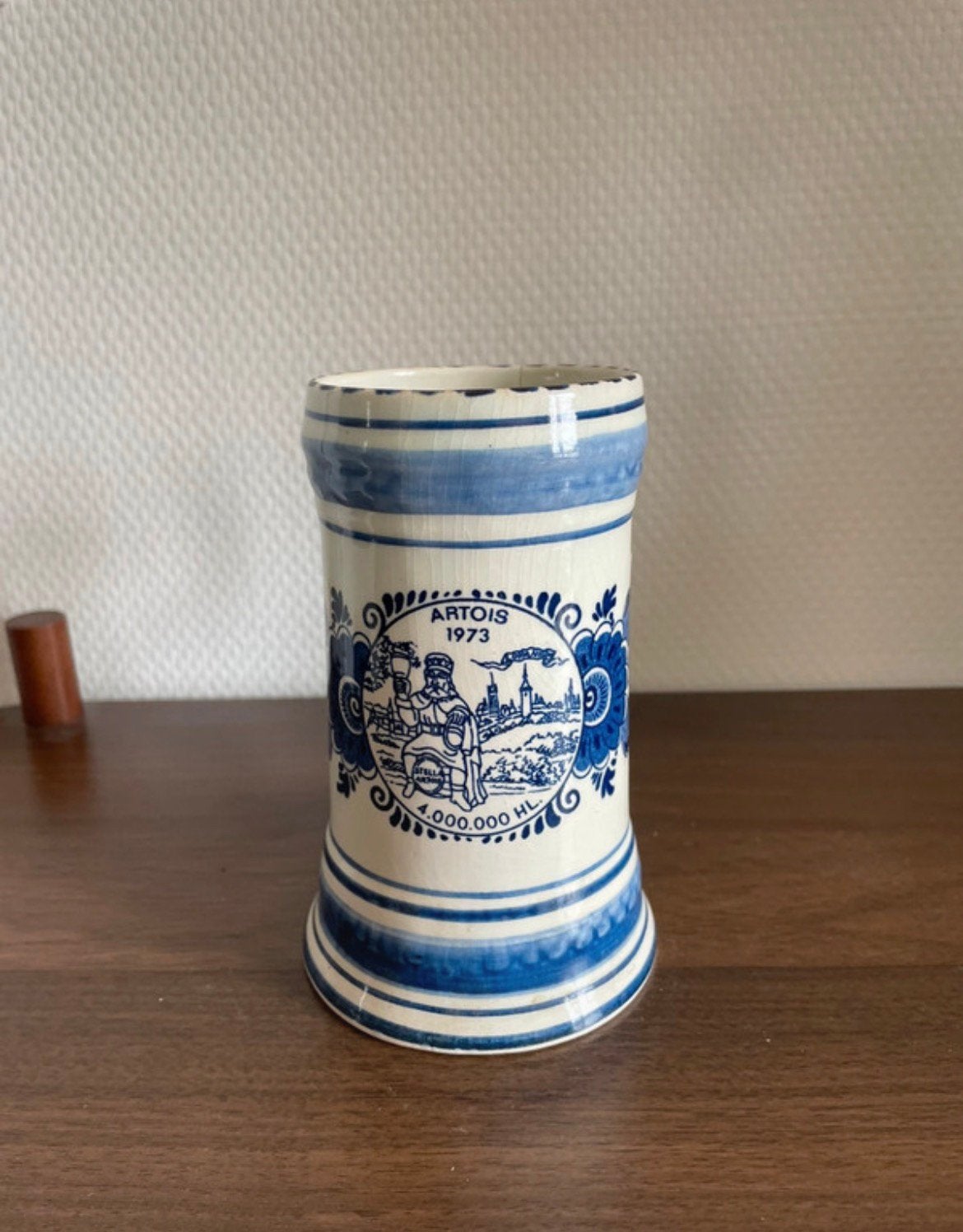 Antieke Delfts blauwe bier pul wit met blauw, Verzamelen, Ophalen of Verzenden, Zo goed als nieuw, Pul(len), Overige merken
