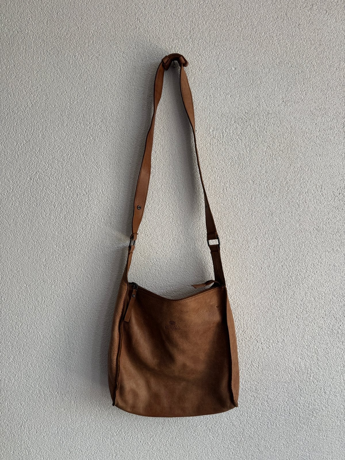 Fred de la Bretoniere cognac bruine leren messenger tas, Overige merken, Gebruikt, Bruin, Fred de la bretoniere