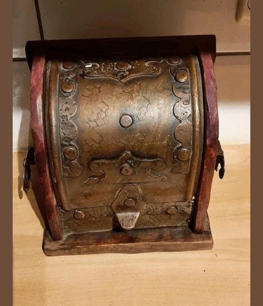 Antieke Houten Kist met Metalen Beslag - France 1920, Ophalen of Verzenden