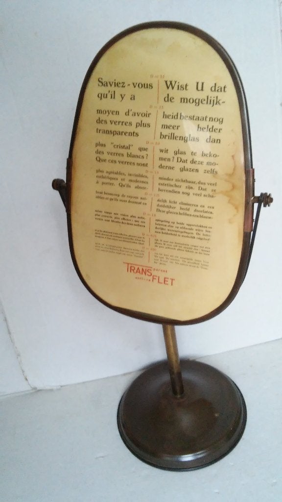 Antieke Opticien Optometrist Lees Toiletspiegel statief, Ophalen of Verzenden