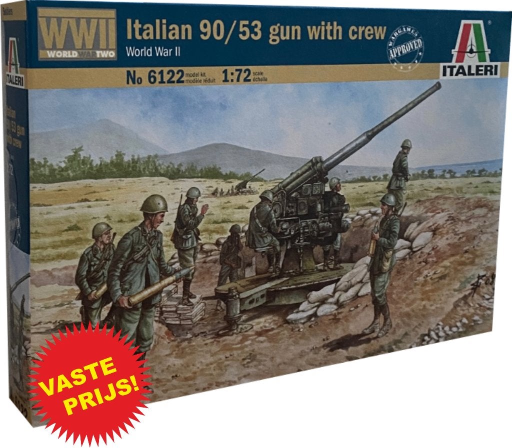 Italian 90-53 gun with crew World War II (Italeri 6122) 1/72, Ophalen of Verzenden, Zo goed als nieuw, 1:50 of kleiner, Diorama