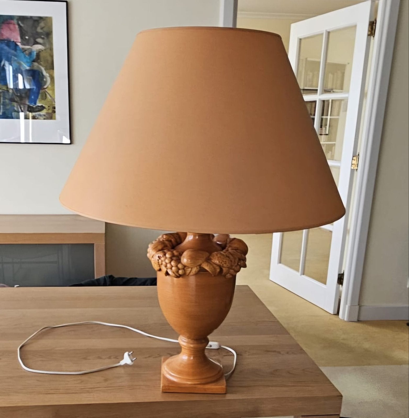 Klassieke tafellamp met fruitdecoratie, Ophalen, Met schakelaar, Gebruikt, E27 (groot)