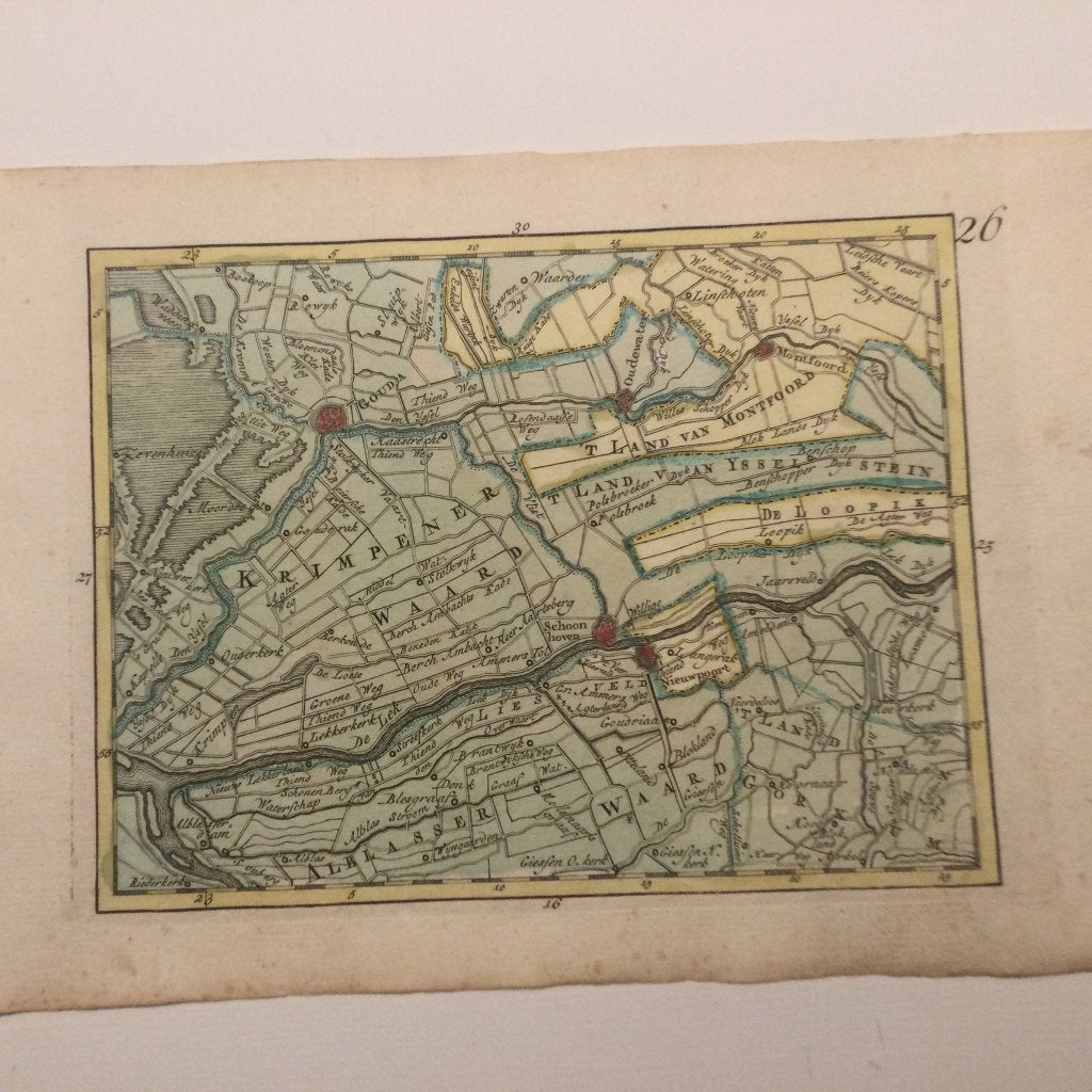 Gouda, Oudewater, Montfoort, Schoonhoven, JC Sepp, 1773 ., Cartografie, 19 cm, Handgekleurd, 13 cm