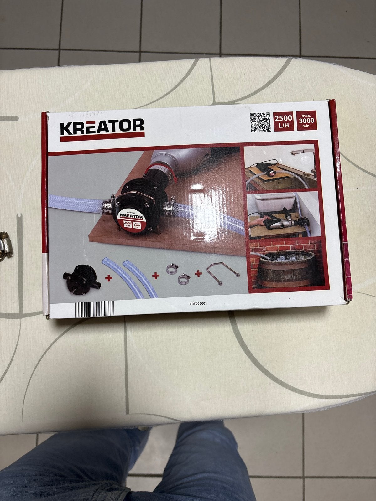 Kreator Regentonpomp 2500 L/H - Nieuw in doos, Tuin en Terras, Ophalen of Verzenden, Nieuw, Elektrisch, Regentonpomp