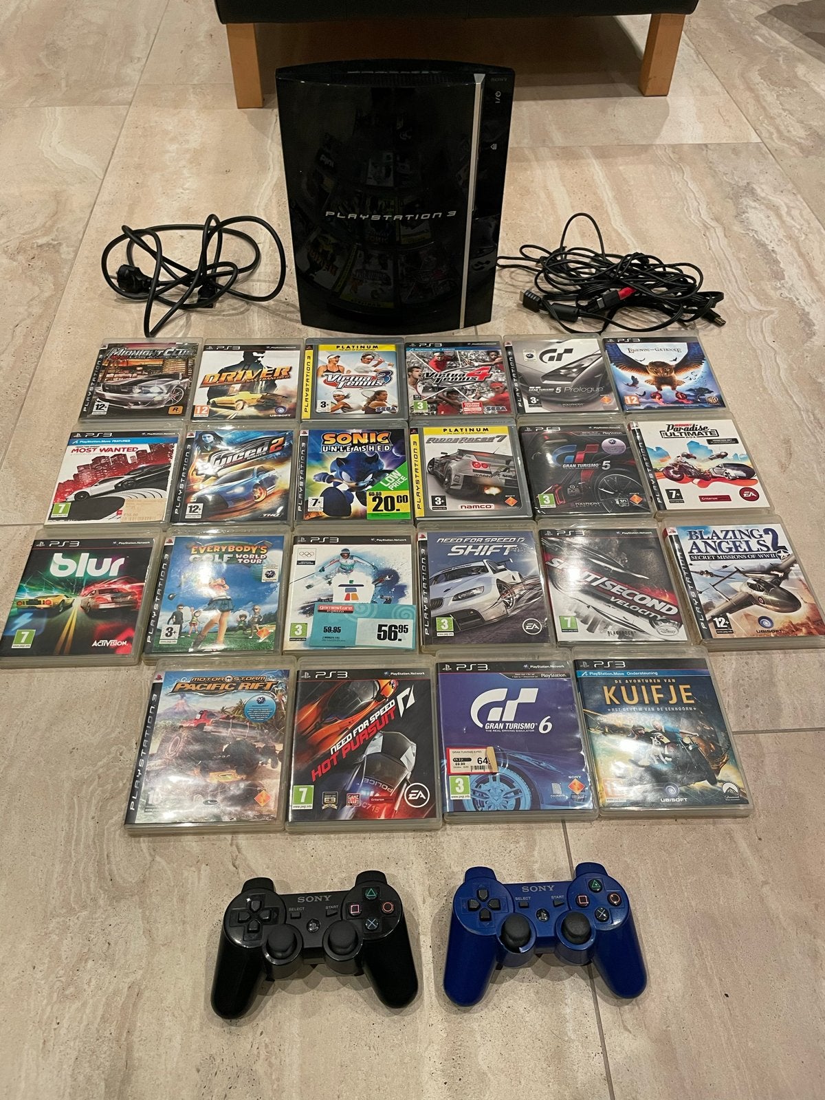 PlayStation 3 (PS3) met 2 controllers en 20 games, Ophalen, Gebruikt, Overige genres, Eén computer